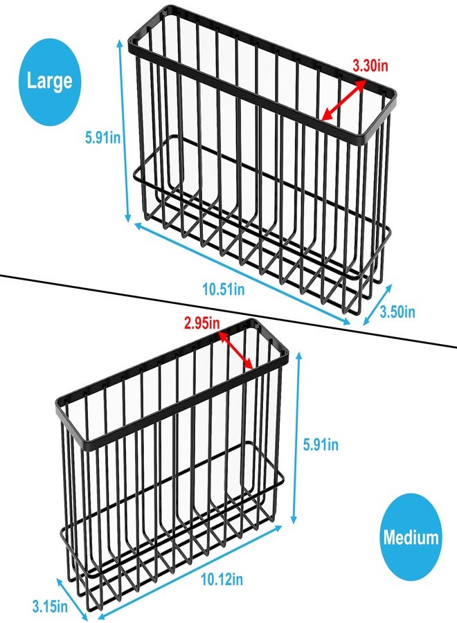 FHJP Cabinet Door Organizer Basket 2 Pack, Foil and Plastic Wrap Organizer with 2 Sponges, Lid Organizers Inside Cabinet, Metal Basket for Kitchen Organizers and Storage, Utility, Black (Medium,Large) - Image 5